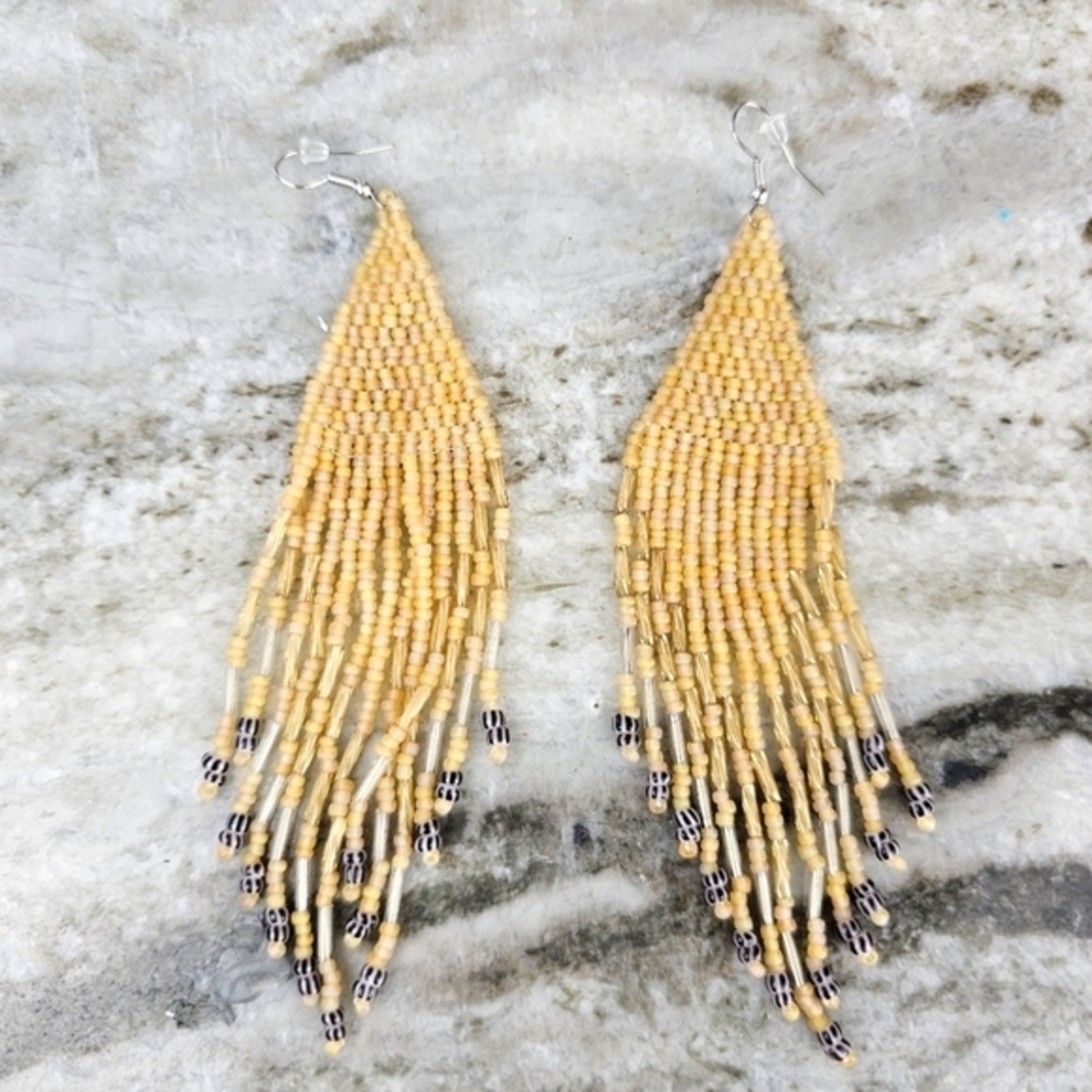 Boho Beaded Fringe Waterfall Tassel Earrings